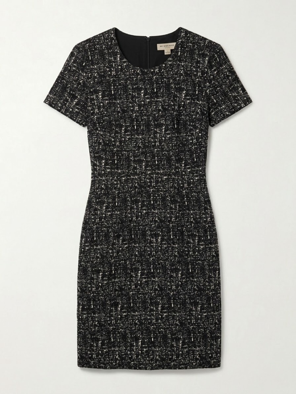 Burberry London Shift Dress Womens 10 Black White Excellent Wool Blend Tweed